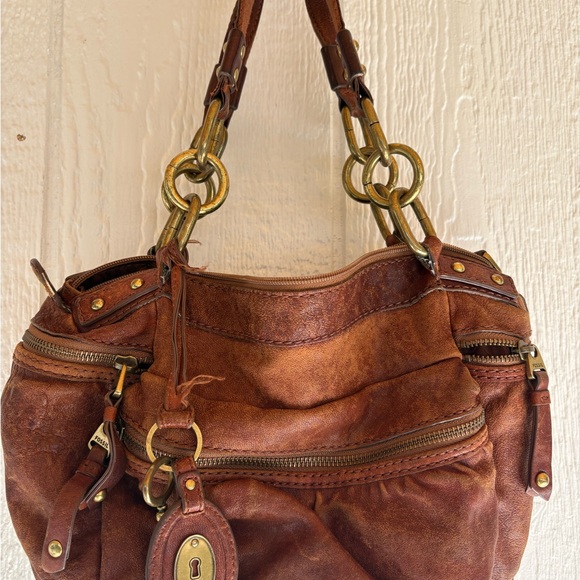 Vintage Fossil Brown Leather Shoulder Bag - Picture 10 of 14